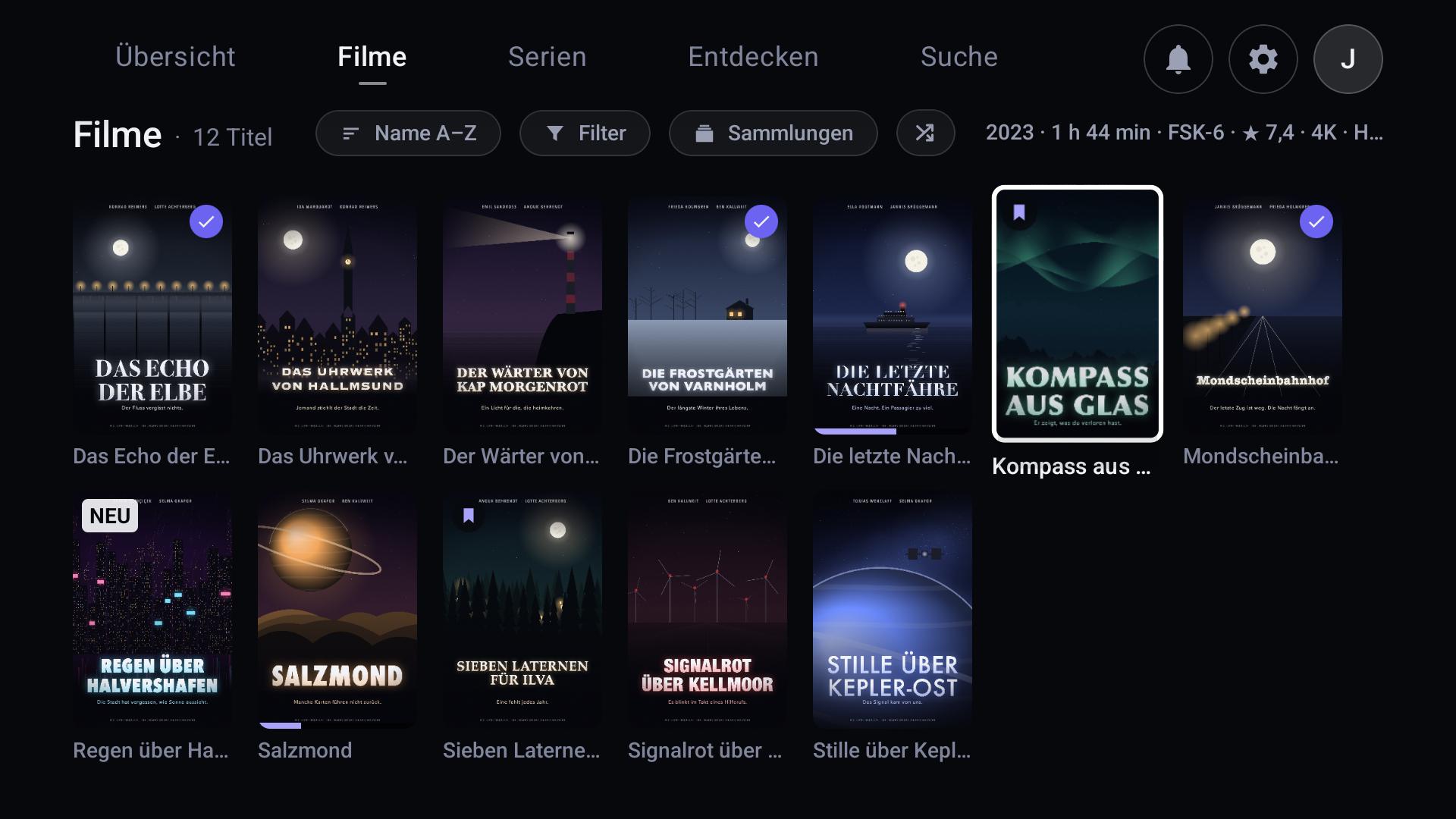 Die Filmsammlung als Raster aus Plakaten